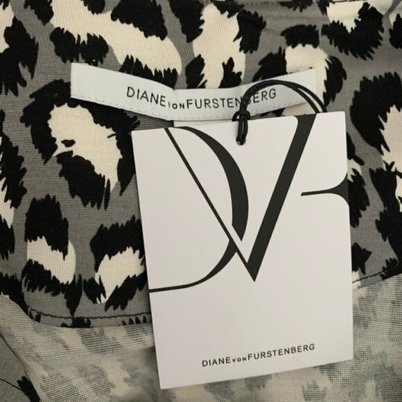 DVF Diane von Furstenberg Reina Spotted cat gray tunic dress silk leopard new 10 - Picture 4 of 6